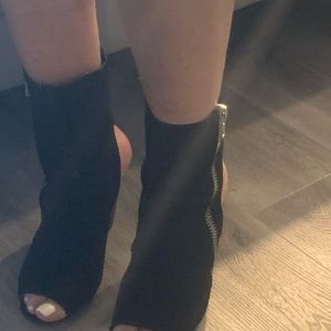 Black open toed booties